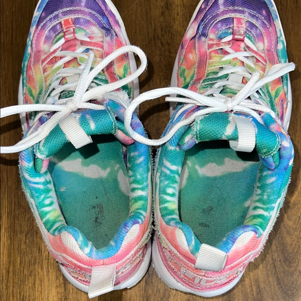 FILA Tie-Dye Canvas Disruptor Sneakers Chunk Platform Womens Size 8 - Picture 10 of 15